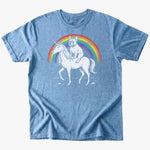 Frenchie Riding Unicorn T-Shirt - Heather Indigo - Heartfur