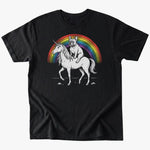 Frenchie Riding Unicorn T-Shirt - Black - Heartfur