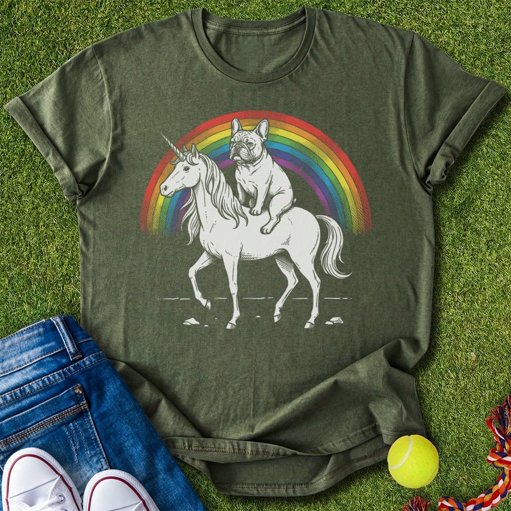 Frenchie Riding Unicorn T-Shirt