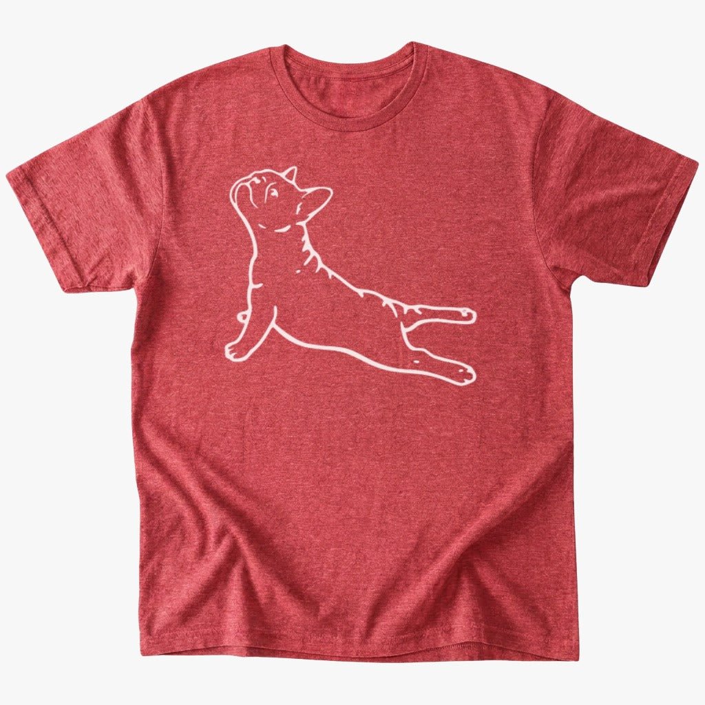 frenchie yoga T-Shirt - Heather Red - Heartfur