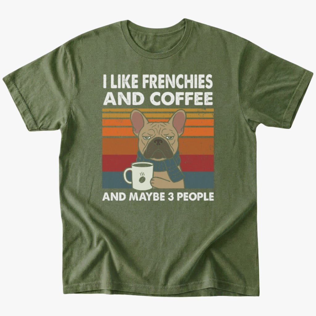 Frenchies and coffee T-shirt - Military Green - Heartfur