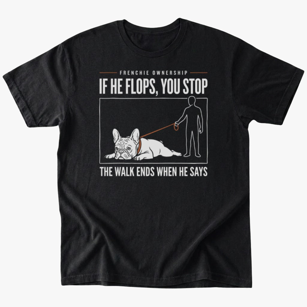He flops. You Stop T-shirt - Black - Heartfur