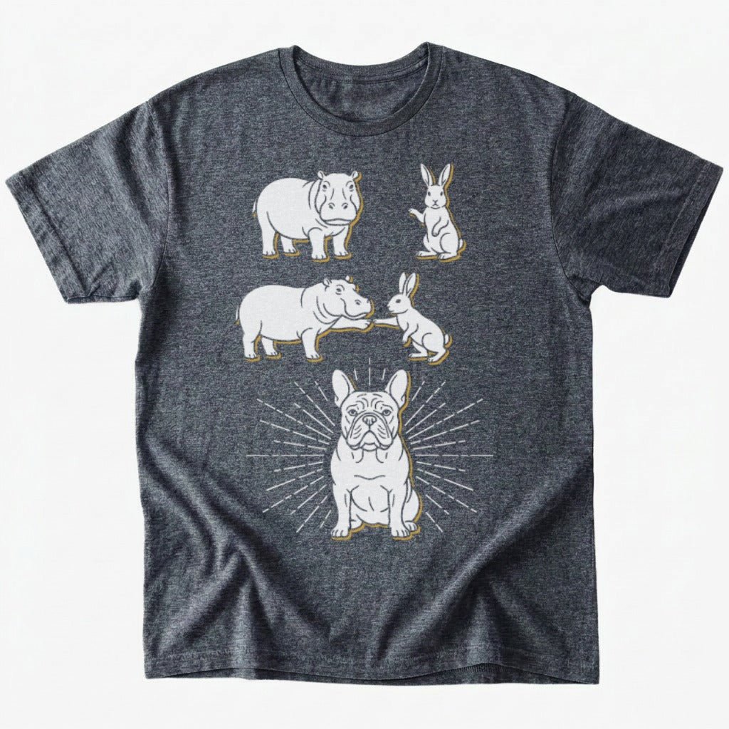 Hippo x rabbit T-shirt - Dark Heather - Heartfur