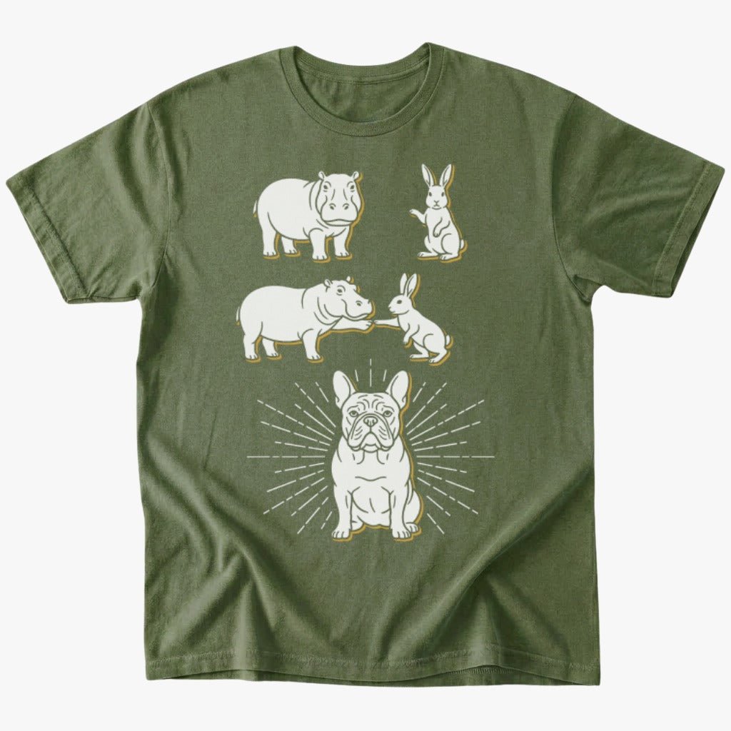 Hippo x rabbit T-shirt - Military Green - Heartfur