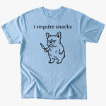 i require snacks T-Shirt - Light Blue - Heartfur
