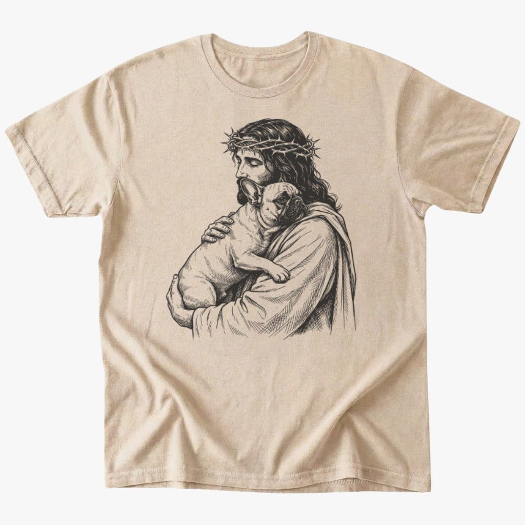 Jesus loves frenchie T-Shirt - Sand - Heartfur