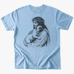 Jesus loves frenchie T-Shirt - Light Blue - Heartfur