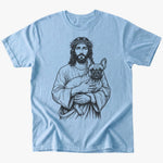 Jesus x Frenchie T-Shirt - Light Blue - Heartfur