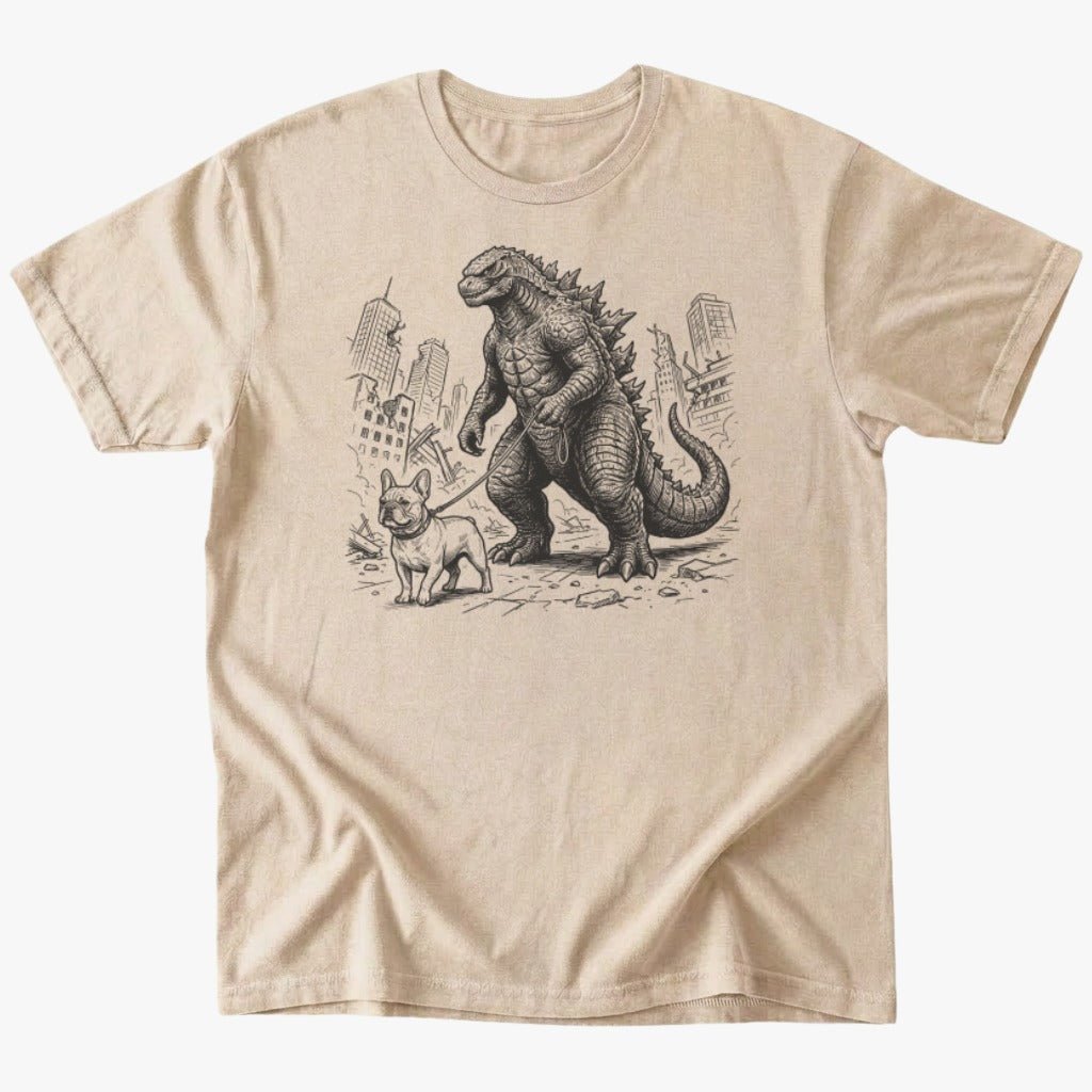 Kaiju walking frenchie T-Shirt - Sand - Heartfur