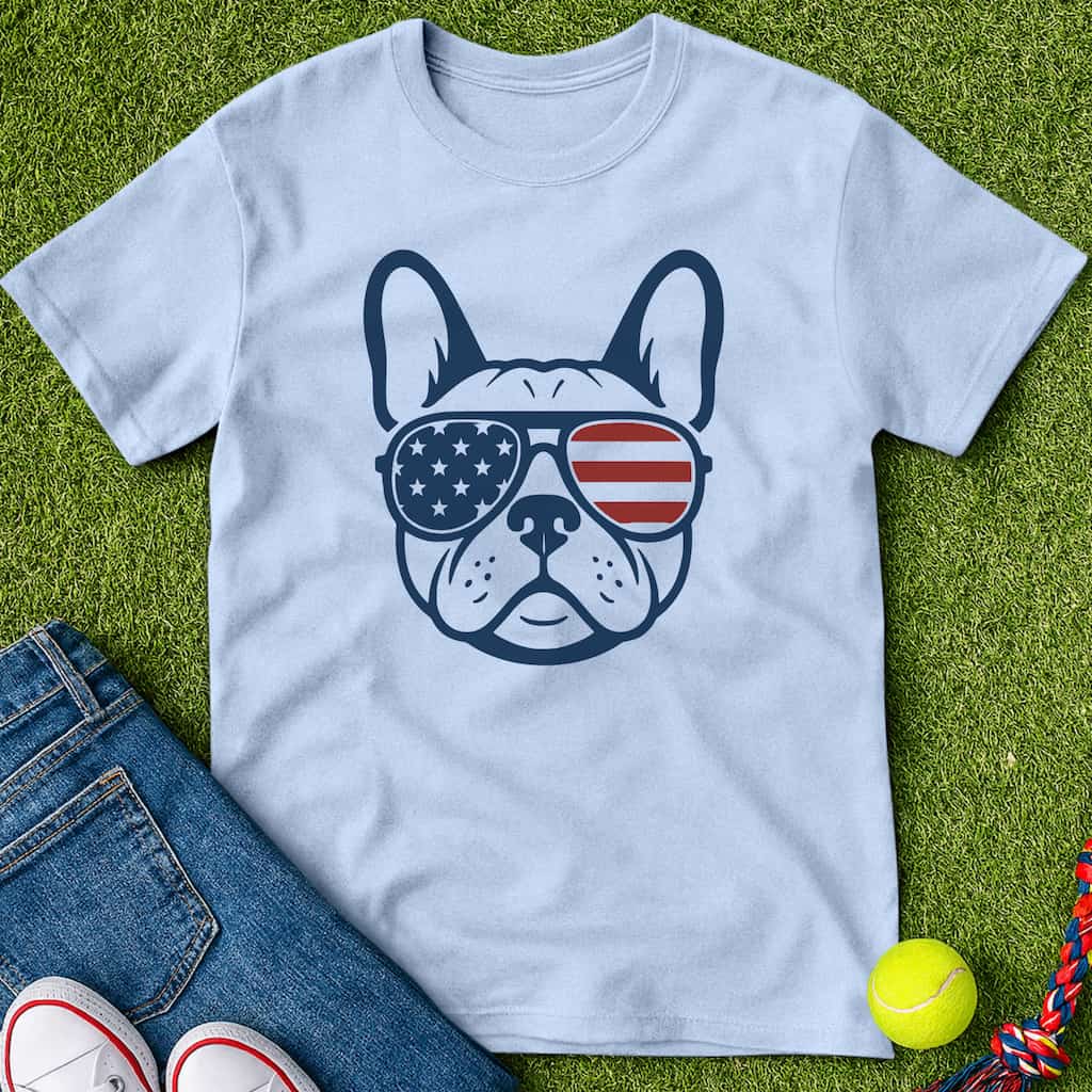 Patriotic Frenchie T-Shirt Light Blue / S Heartfur