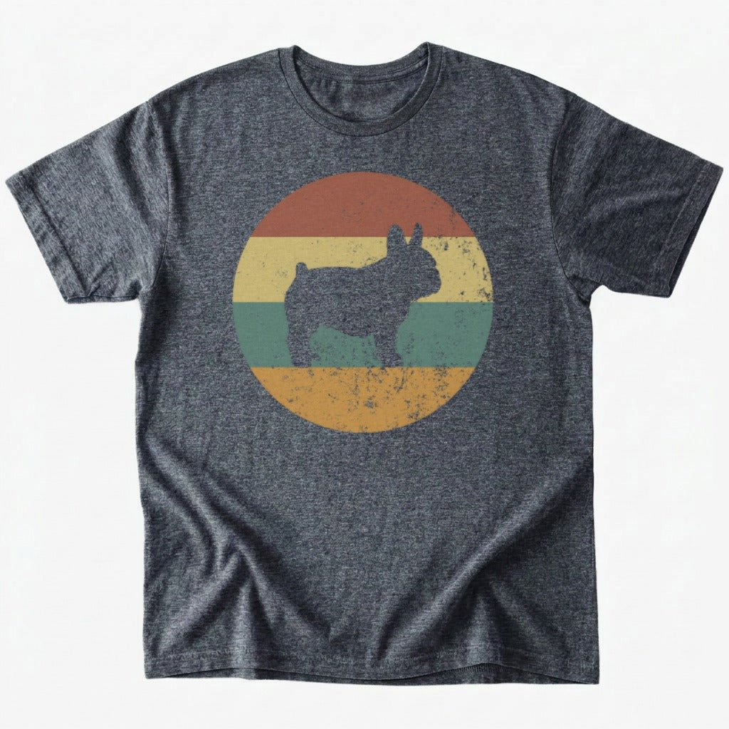 Retro French Bulldog T-Shirt - Dark Heather - Heartfur
