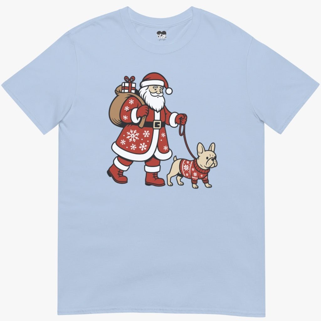 Santa walking frenchie T-Shirt