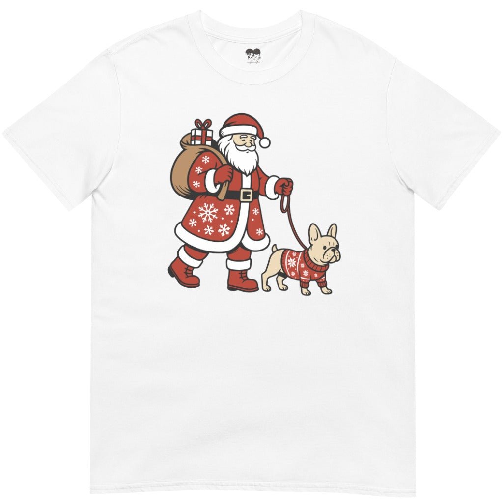 Santa walking frenchie T-Shirt
