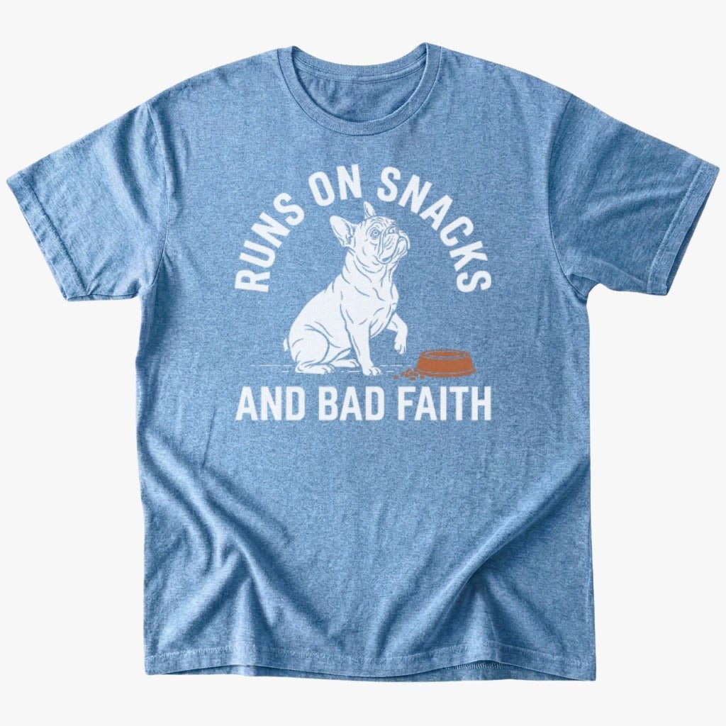 Snacks and bad faith T-shirt - Heather Indigo - Heartfur
