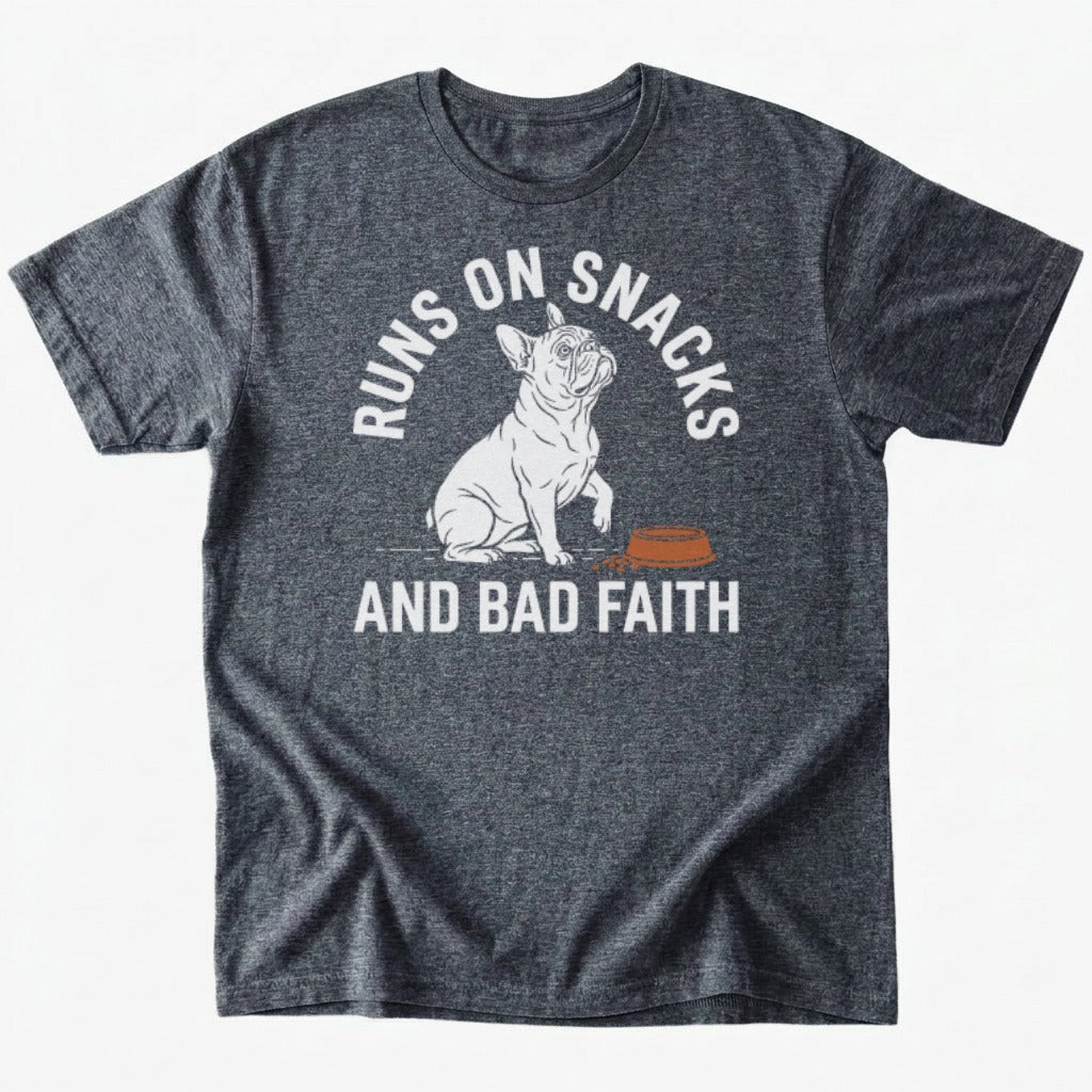 Snacks and bad faith T-shirt - Dark Heather - Heartfur