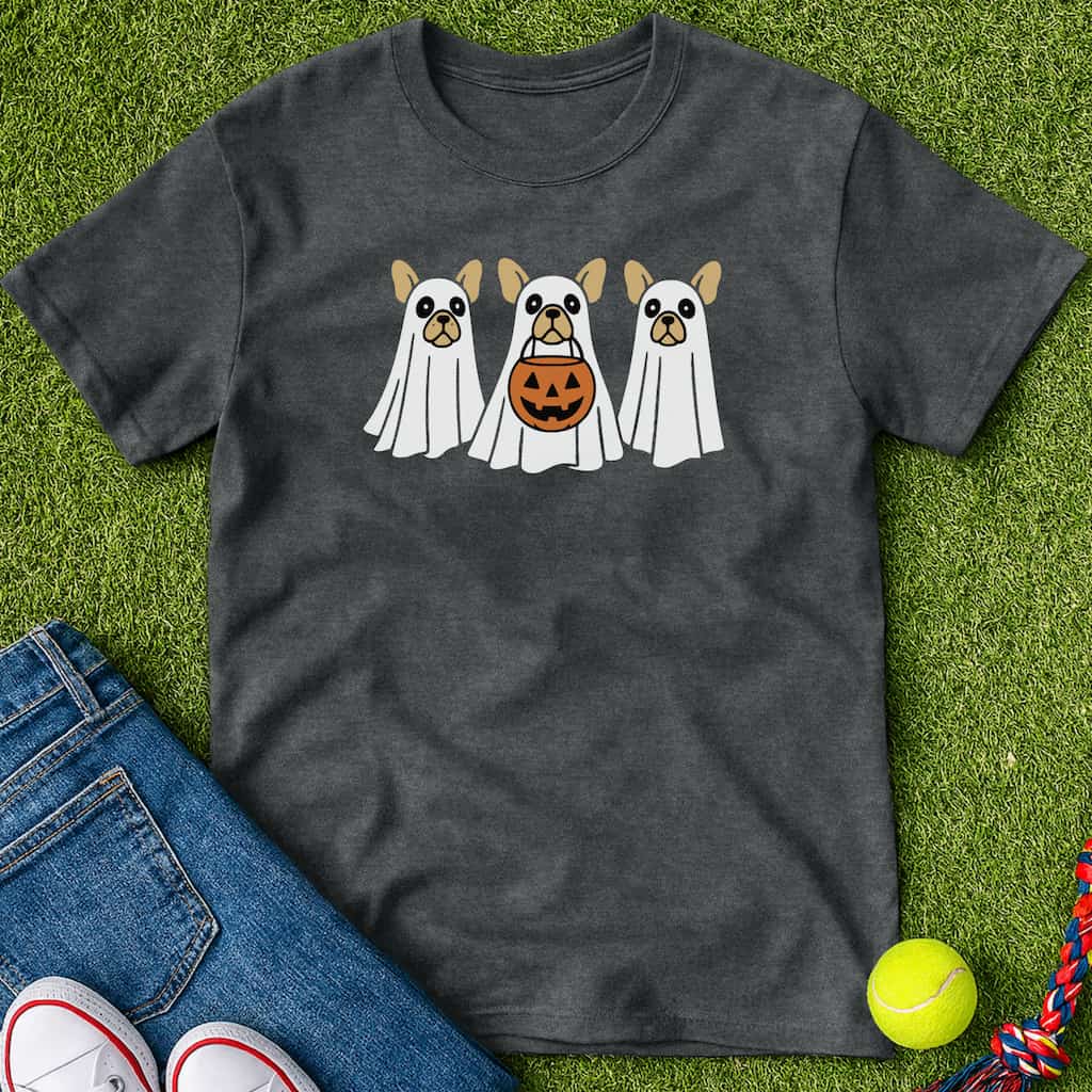 Сute Ghost frenchie T-Shirt Dark heather / S Heartfur